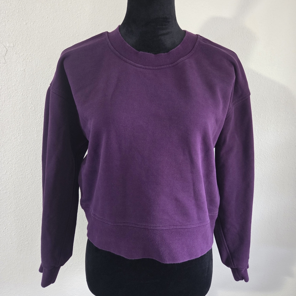 Lululemon Perfectly Oversized Cropped Crew French Terry Purple Pullover Sweater